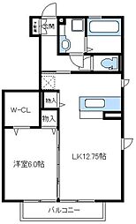 京王相模原線 南大沢駅 徒歩14分の賃貸アパート 1階1LDKの間取り