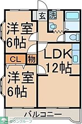 ＣＡＳＡ　ＭＩＲＡ1 3階2LDKの間取り