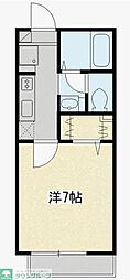 京王線 府中駅 徒歩10分の賃貸アパート 2階1Kの間取り