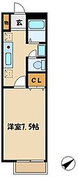 多摩都市モノレール 大塚・帝京大学駅 徒歩8分の賃貸アパート 1階1Kの間取り