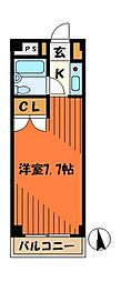 京王線 聖蹟桜ヶ丘駅 徒歩18分の賃貸マンション 2階ワンルームの間取り