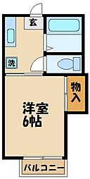 京王相模原線 京王永山駅 徒歩5分の賃貸マンション 2階1Kの間取り