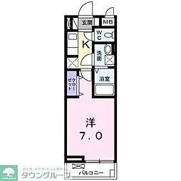 JR中央線 西八王子駅 徒歩14分の賃貸アパート 2階1Kの間取り