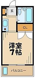 多摩都市モノレール 松が谷駅 徒歩9分の賃貸アパート 1階1Kの間取り