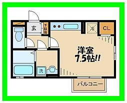 JR南武線 稲城長沼駅 徒歩4分の賃貸アパート 2階ワンルームの間取り