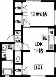 多摩都市モノレール 松が谷駅 徒歩13分の賃貸アパート 2階1LDKの間取り