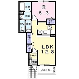 JR中央線 八王子駅 バス15分 西中野3丁目下車 徒歩8分の賃貸アパート 1階1LDKの間取り