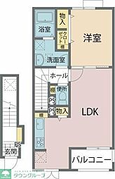 京王相模原線 京王よみうりランド駅 徒歩5分の賃貸アパート 2階1LDKの間取り