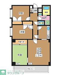JR横浜線 片倉駅 徒歩7分の賃貸マンション 2階3LDKの間取り