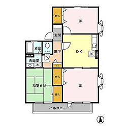 京王高尾線 めじろ台駅 徒歩11分の賃貸アパート 2階3DKの間取り