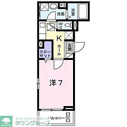 JR中央線 西八王子駅 徒歩7分の賃貸アパート 1階1Kの間取り