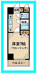 京王線 府中駅 徒歩9分の賃貸マンション 2階1Kの間取り