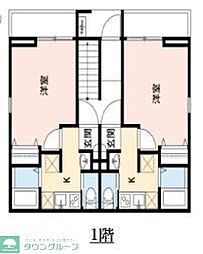アズール西八王子 1階1Kの間取り