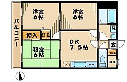 小田急多摩線 唐木田駅 徒歩4分の賃貸マンション 1階3DKの間取り