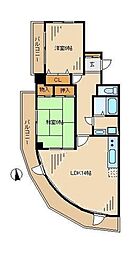 小田急多摩線 唐木田駅 徒歩4分の賃貸マンション 3階2LDKの間取り