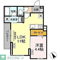 京王線 京王八王子駅 徒歩7分の賃貸アパート 2階1LDKの間取り