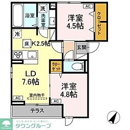 D-ROOM平山5丁目 2LDKの間取図画像