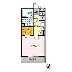 多摩都市モノレール 万願寺駅 徒歩4分の賃貸マンション 3階1Kの間取り