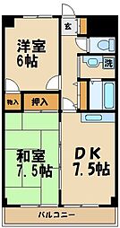 アーバンコア堀之内 3階2DKの間取り