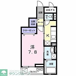 京王相模原線 京王堀之内駅 徒歩13分の賃貸マンション 3階1Kの間取り