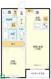 JR中央線 立川駅 徒歩14分の賃貸アパート 1階1LDKの間取り