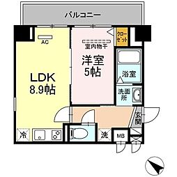 JR中央線 豊田駅 徒歩2分の賃貸マンション 8階1LDKの間取り