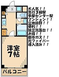 多摩都市モノレール 多摩センター駅 徒歩7分の賃貸マンション 3階1Kの間取り