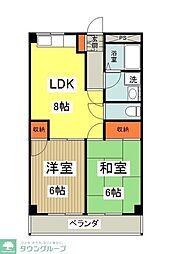 JR横浜線 片倉駅 徒歩5分の賃貸マンション 2階2LDKの間取り