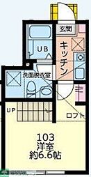 JR八高線 八王子駅 徒歩8分の賃貸アパート 1階1Kの間取り