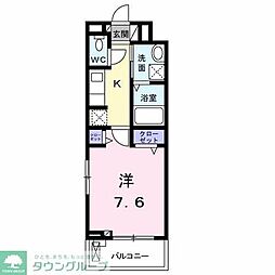 京王相模原線 南大沢駅 徒歩18分の賃貸アパート 3階1Kの間取り