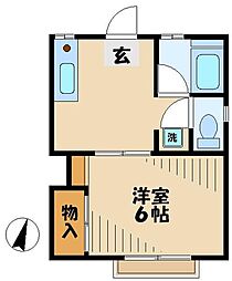 京王相模原線 京王多摩センター駅 徒歩11分の賃貸アパート 2階1Kの間取り