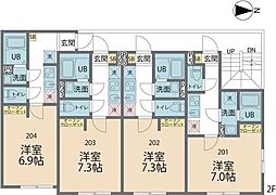 JR横浜線 八王子駅 徒歩7分の賃貸アパート 2階1Kの間取り
