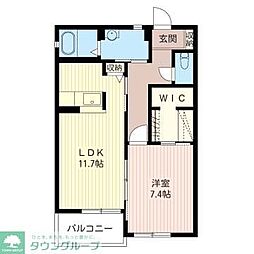 京王線 高幡不動駅 徒歩19分の賃貸アパート 1階1LDKの間取り