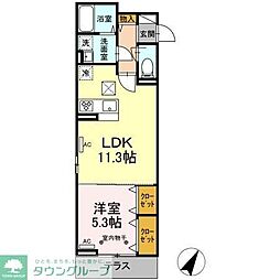 JR中央線 西八王子駅 徒歩13分の賃貸アパート 3階1LDKの間取り