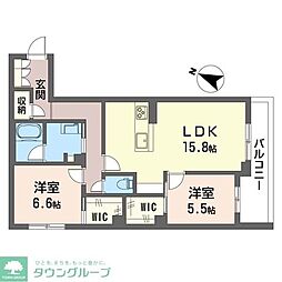セントリビエ南平 2LDKの間取図画像