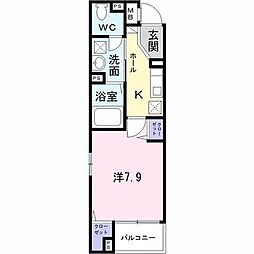 ビリーブ 1Kの間取図画像