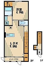 ラ・メルヴェーユ 1LDKの間取図画像