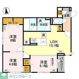 D-ROOM元横山 3LDKの間取図画像