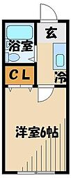 第2白王ハイツ 1Kの間取図画像