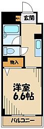 リビエール高幡 1Kの間取図画像