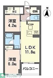アルフラット万願寺 2LDKの間取図画像