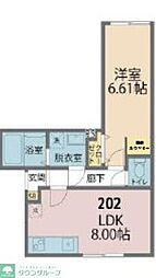 カインドネスα八王子本町 1LDKの間取図画像