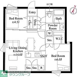 EDIT文京護国寺 4階2LDKの間取り