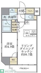フェリーチェ錦糸町 9階1LDKの間取り