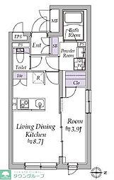 アトリオフラッツ日暮里 1階1LDKの間取り