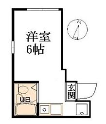シャンテ町屋 1階ワンルームの間取り
