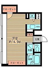 ビューテラス向丘 7階ワンルームの間取り