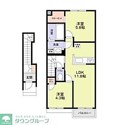 （仮称）足立区六木3丁目計画 2階2LDKの間取り