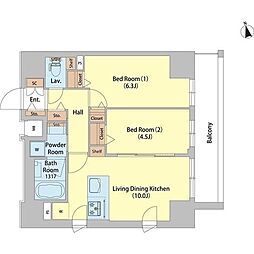 ＳＡＩＯＮ町屋 15階2LDKの間取り