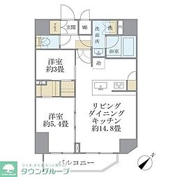 アジールコート町屋 8階2LDKの間取り